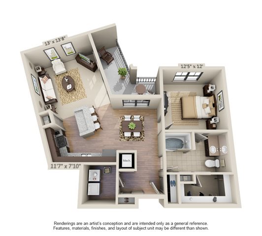 1 bed 1 bath Floor Plan A3 Brickell - Millenia 700 1 bed 1 bath Floor Plan A3 Brickell - Millenia 700